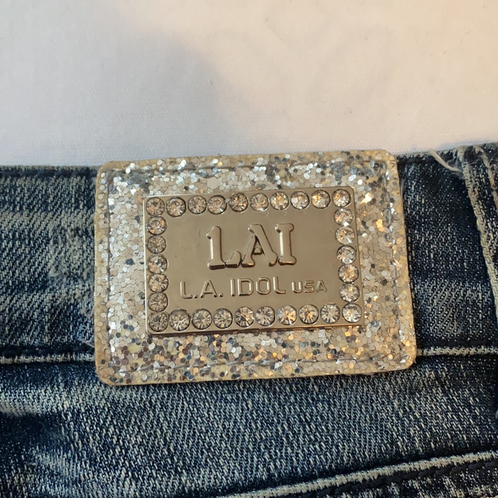 Dark Washed Rhinestone Ripped Jeans! - Picture 4 of 4